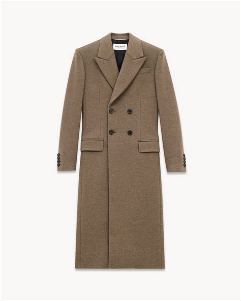 ysl cashmere coat|Cashmere and wool felt coat in black .